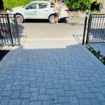 Paved driveway with motorised driveway