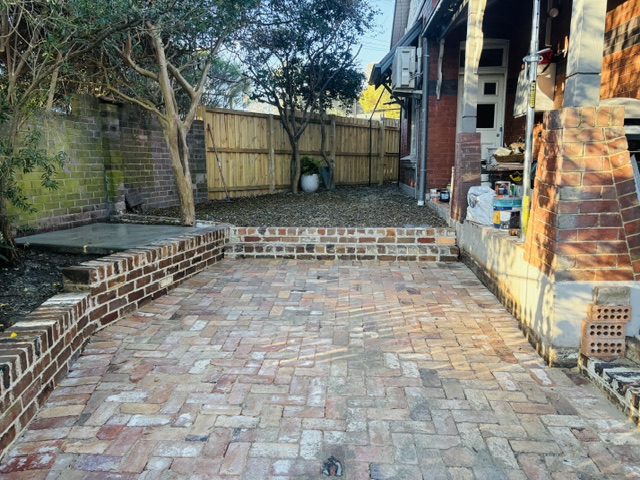 Recycled Brick Pavers for a Marrickville Backyard and Parking Bay
