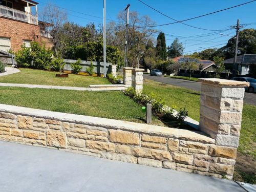 sandstone retaining wall for driveway